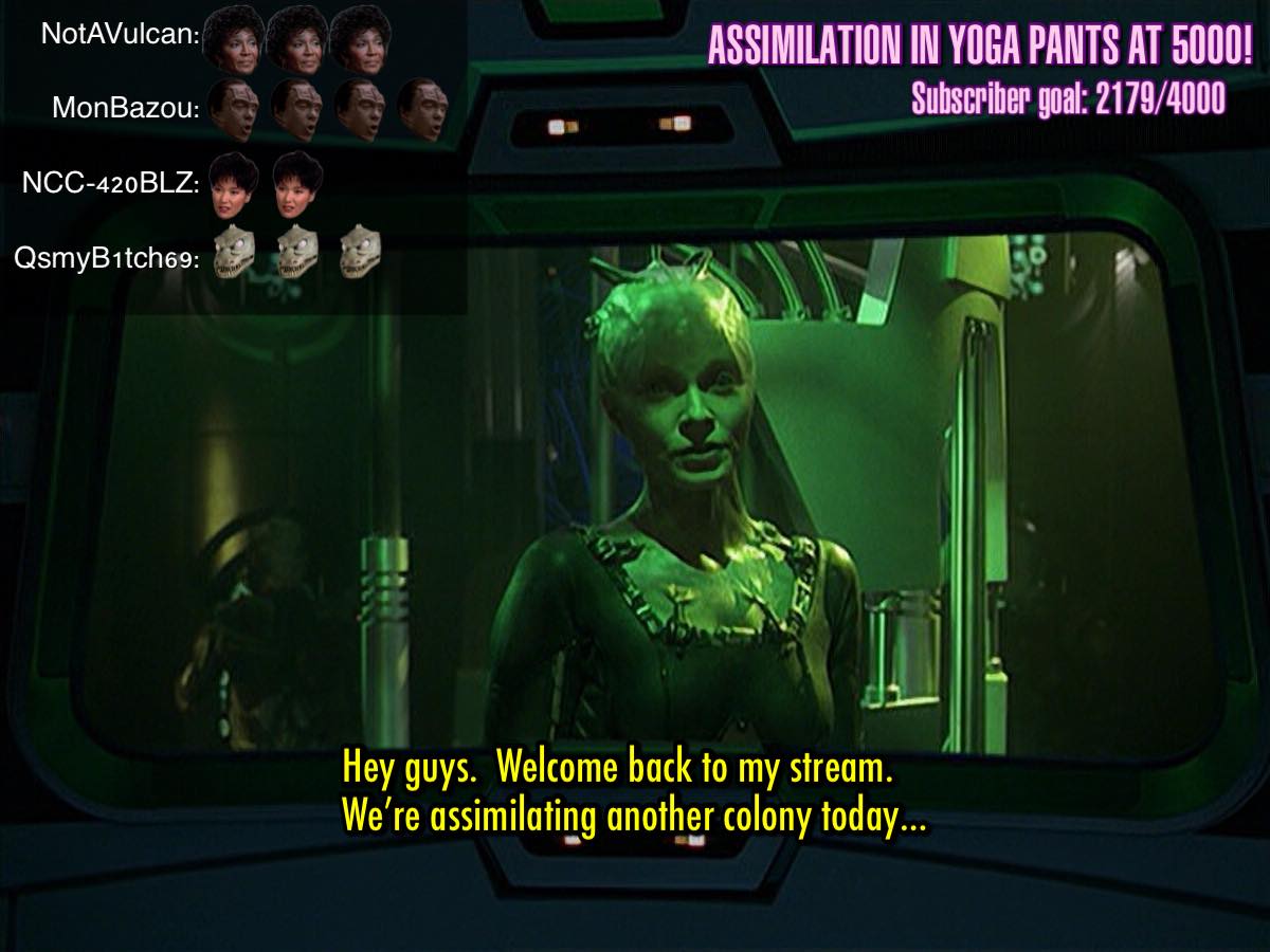This meme is a screenshot from the TV show Star Trek: The Next Generation, featuring the character Data. In the image, Data is saying "I am experiencing... a sudden, intense... urge to... assimilate... another... being." The text is overlaid on an image of a Borg drone, a cyborg alien species that assimilates other beings into its collective.
